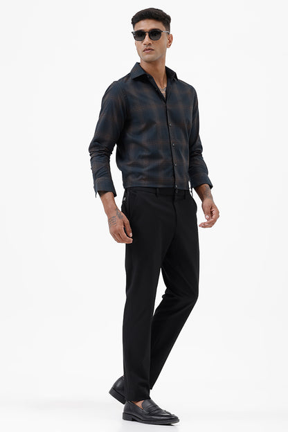 DARK GREEN COTTON CHECK SHIRT