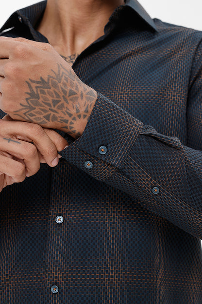 DARK GREEN COTTON CHECK SHIRT