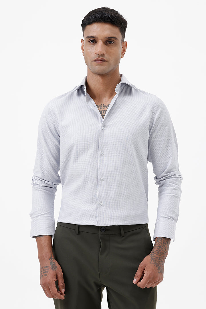 BLUE COTTON DOBBY SHIRT