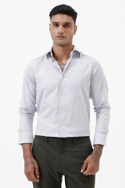 BLUE COTTON DOBBY SHIRT