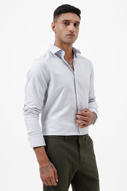 BLUE COTTON DOBBY SHIRT