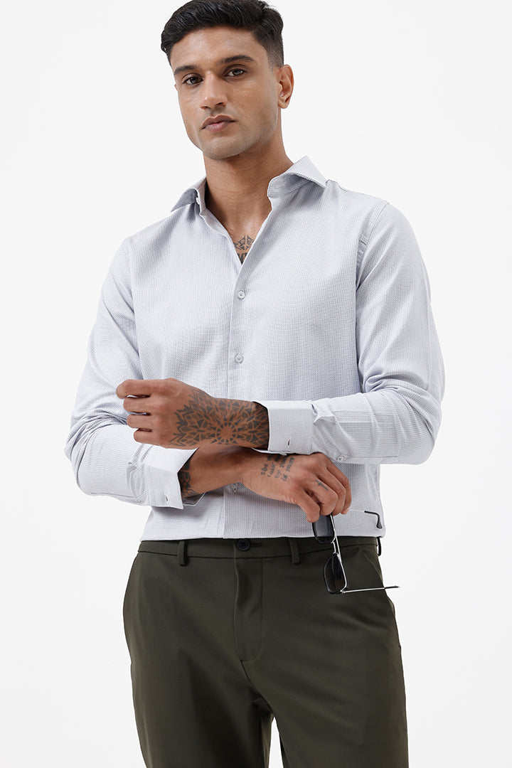 BLUE COTTON DOBBY SHIRT