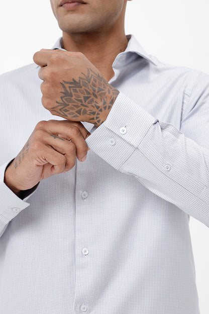 BLUE COTTON DOBBY SHIRT