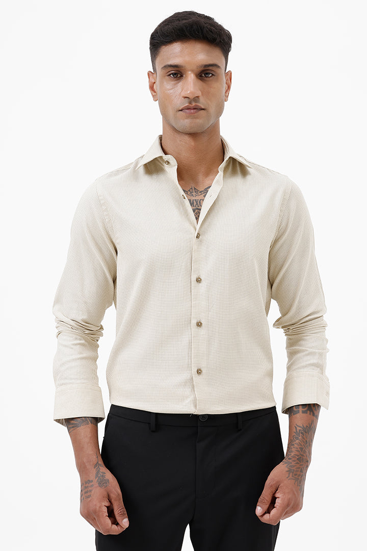 YELLOW COTTON DOBBY SHIRT