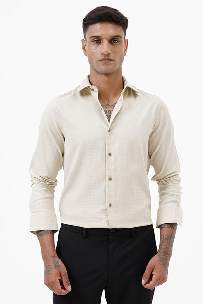 YELLOW COTTON DOBBY SHIRT
