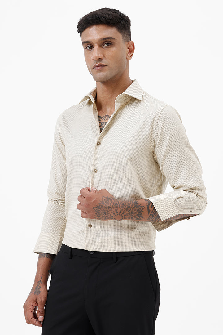 YELLOW COTTON DOBBY SHIRT