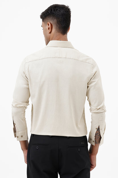 YELLOW COTTON DOBBY SHIRT