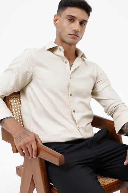 YELLOW COTTON DOBBY SHIRT