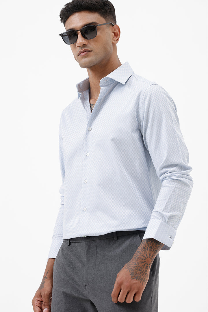 SKY BLUE COTTON DOBBY SHIRT