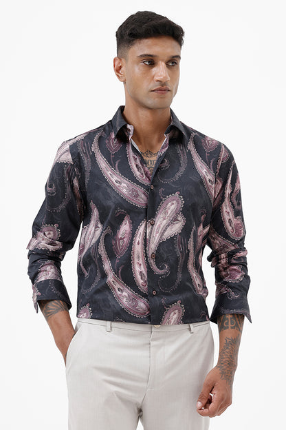 MAROON PAISLEY COTTON PRINT SHIRT