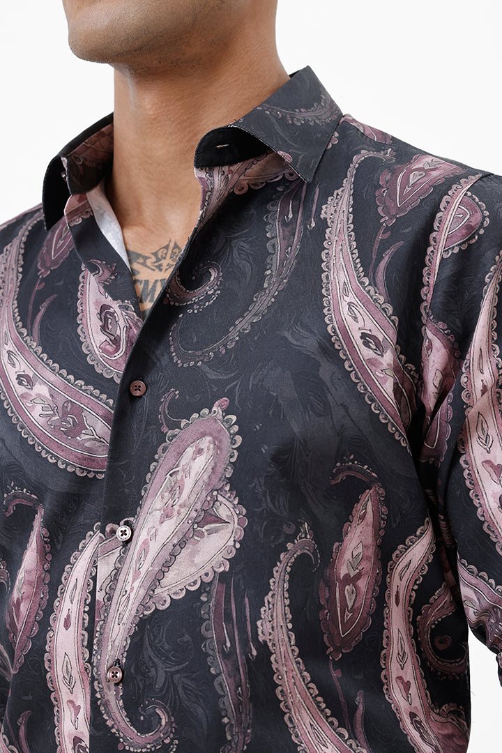 MAROON PAISLEY COTTON PRINT SHIRT