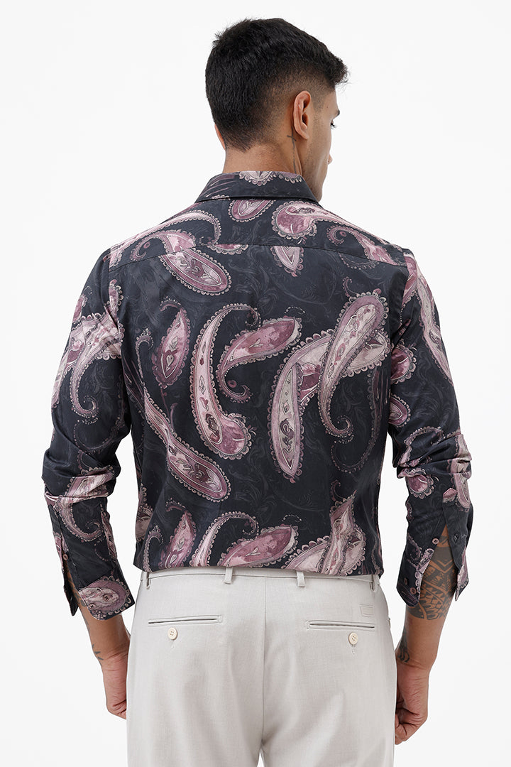MAROON PAISLEY COTTON PRINT SHIRT