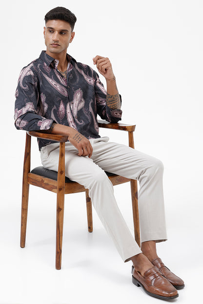 MAROON PAISLEY COTTON PRINT SHIRT
