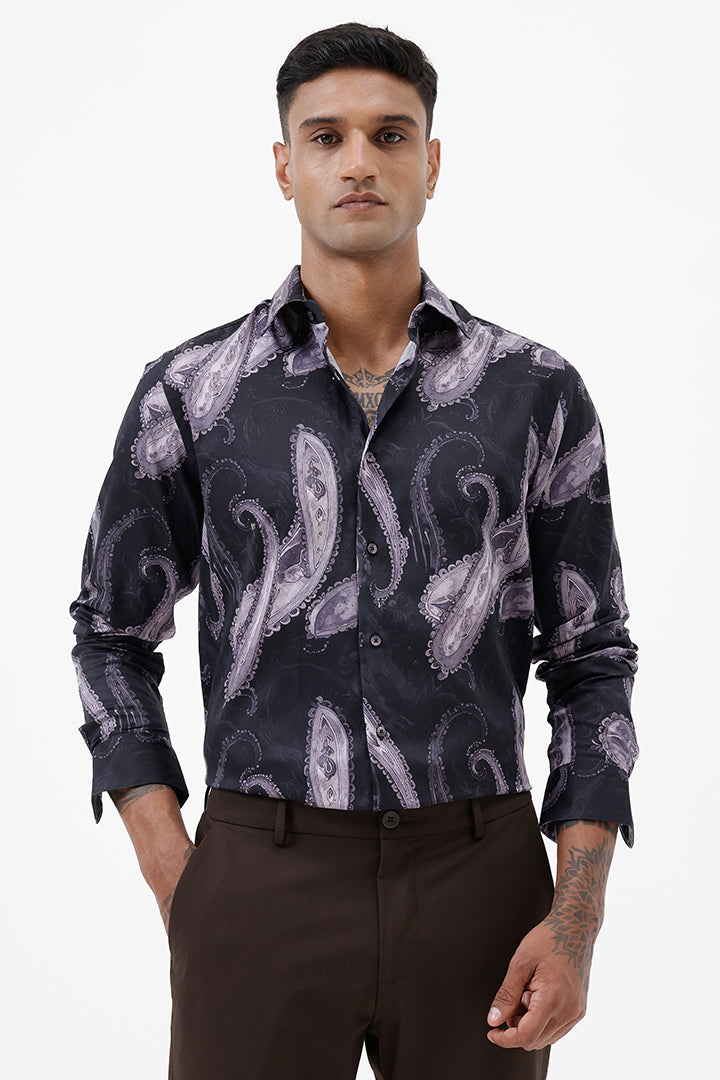 LAVENDER PAISLEY COTTON PRINT SHIRT