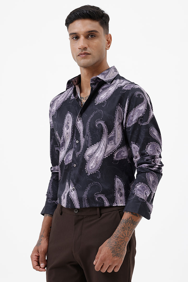LAVENDER PAISLEY COTTON PRINT SHIRT