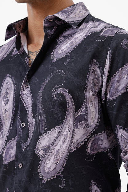 LAVENDER PAISLEY COTTON PRINT SHIRT