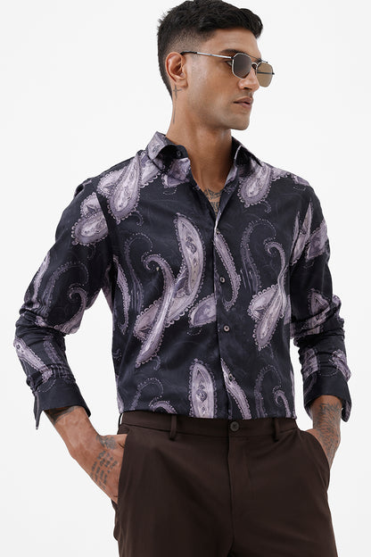 LAVENDER PAISLEY COTTON PRINT SHIRT