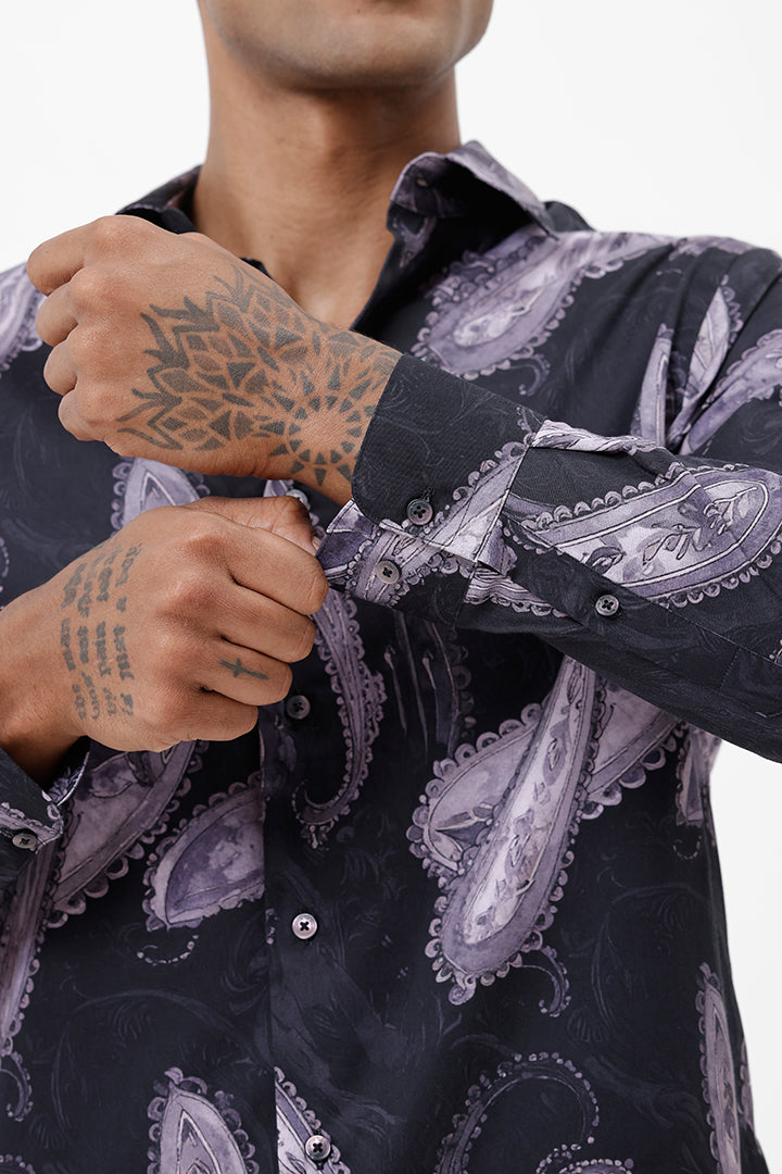 LAVENDER PAISLEY COTTON PRINT SHIRT