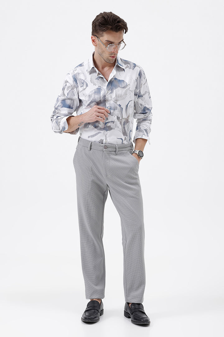 WHITE COTTON PRINT SHIRT