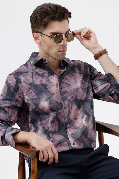 RUST LEAFY COTTON PRINT SHIRT