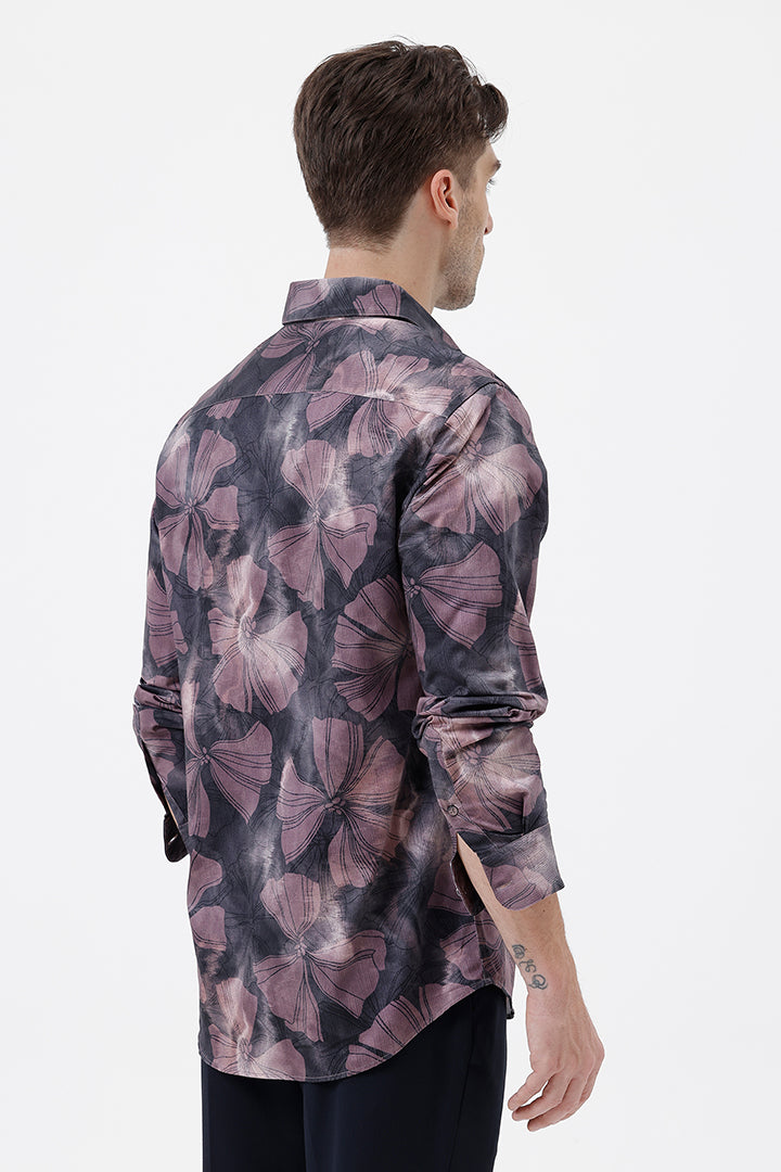 RUST LEAFY COTTON PRINT SHIRT
