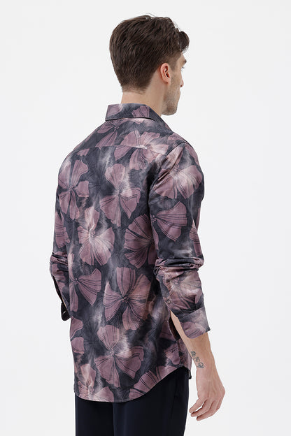 RUST LEAFY COTTON PRINT SHIRT