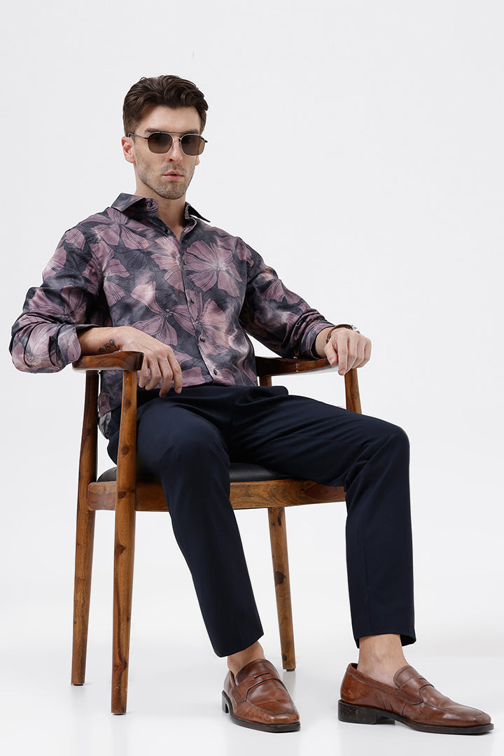 RUST LEAFY COTTON PRINT SHIRT