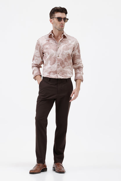 CARAMEL PAISLEY COTTON PRINT SHIRT