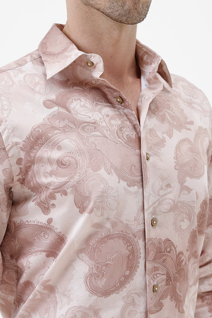 CARAMEL PAISLEY COTTON PRINT SHIRT