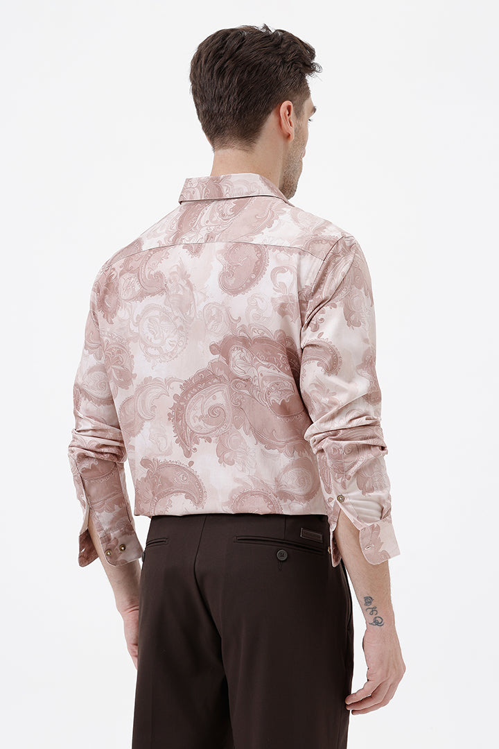 CARAMEL PAISLEY COTTON PRINT SHIRT