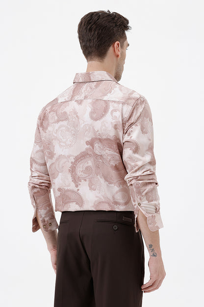 CARAMEL PAISLEY COTTON PRINT SHIRT