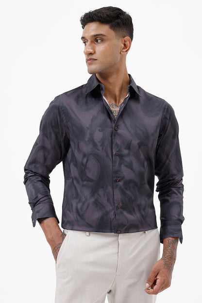 PURPLE PAISLEY COTTON PRINT SHIRT