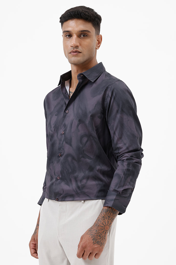PURPLE PAISLEY COTTON PRINT SHIRT