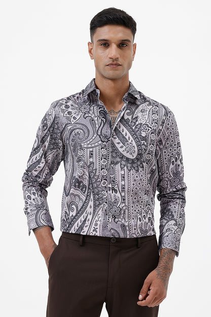 STONE PAISLEY COTTON PRINT SHIRT