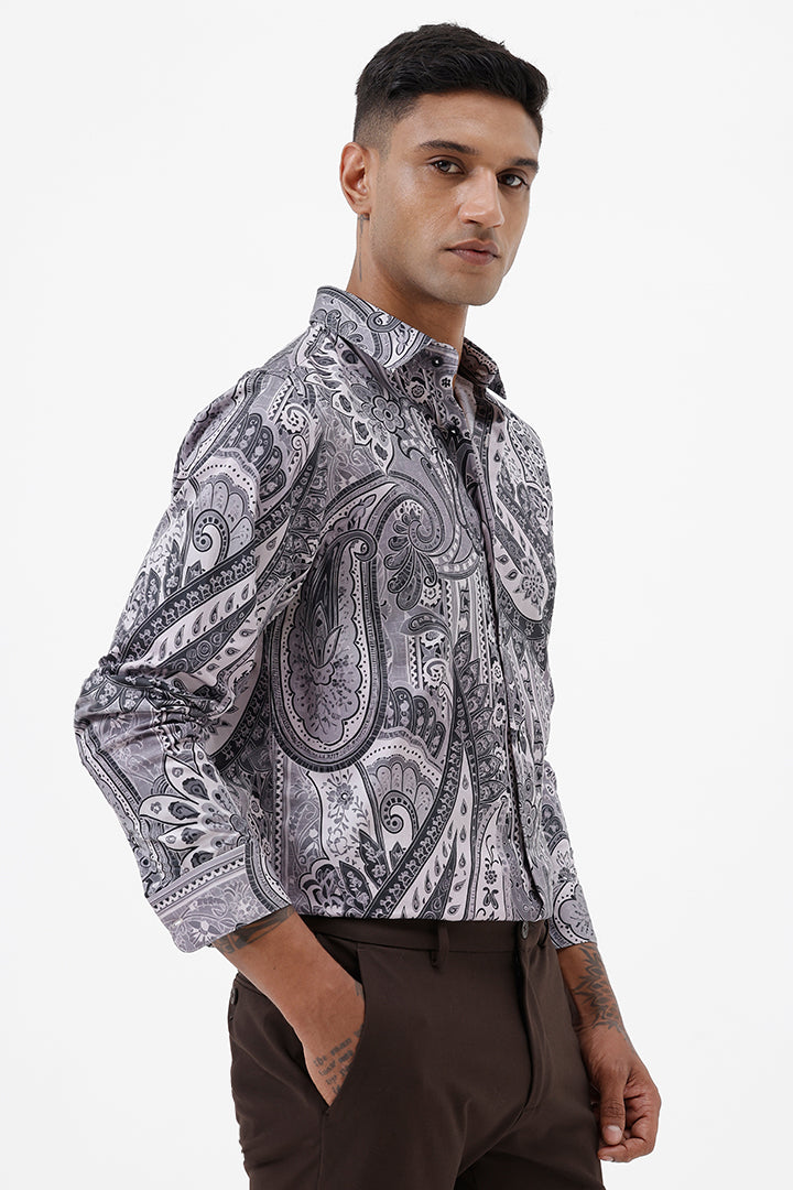 STONE PAISLEY COTTON PRINT SHIRT