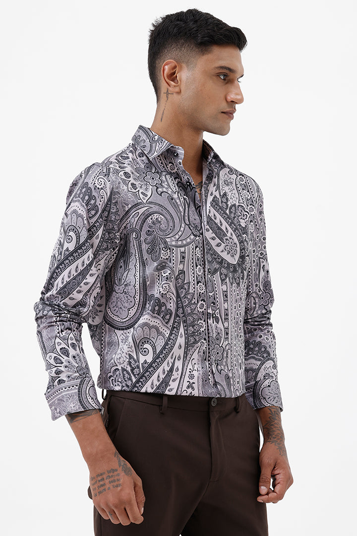 STONE PAISLEY COTTON PRINT SHIRT