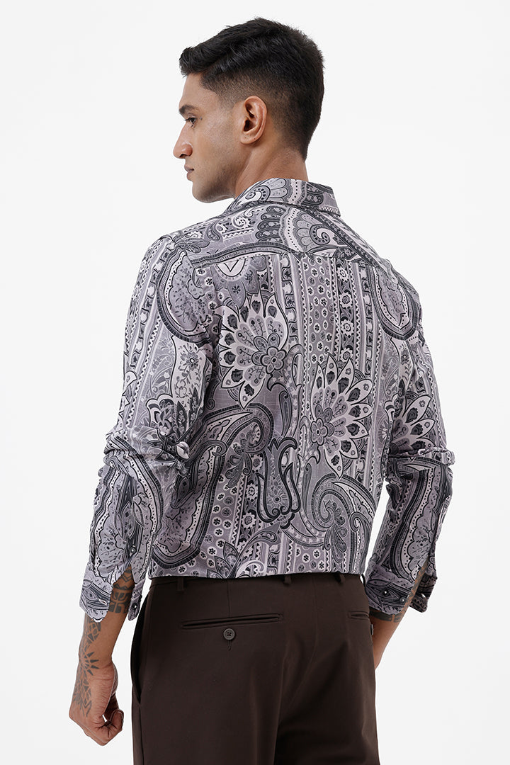 STONE PAISLEY COTTON PRINT SHIRT