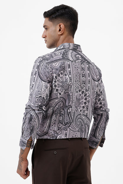 STONE PAISLEY COTTON PRINT SHIRT