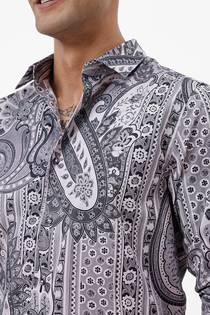 STONE PAISLEY COTTON PRINT SHIRT