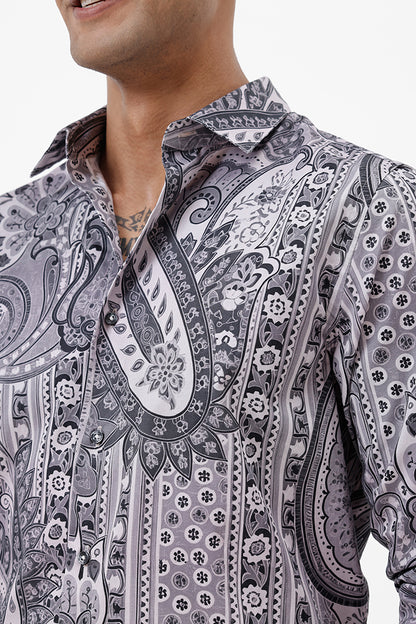 STONE PAISLEY COTTON PRINT SHIRT