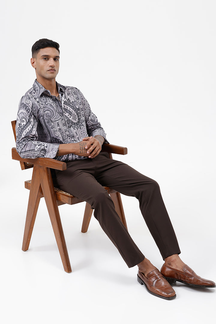 STONE PAISLEY COTTON PRINT SHIRT
