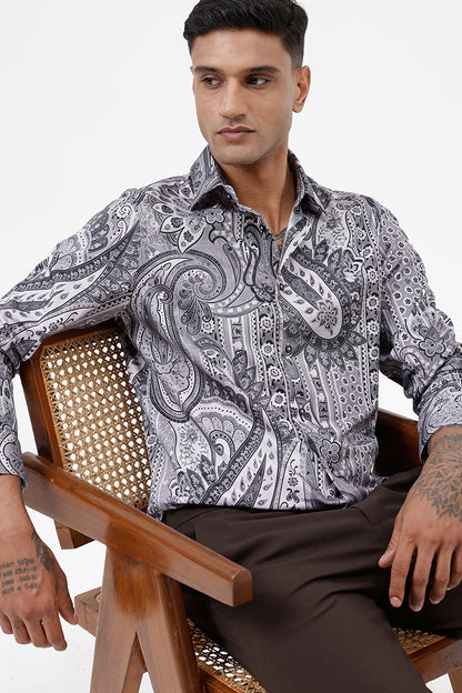 STONE PAISLEY COTTON PRINT SHIRT