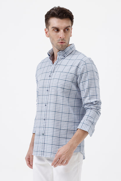 BLUE COTTON CHECKS SHIRT