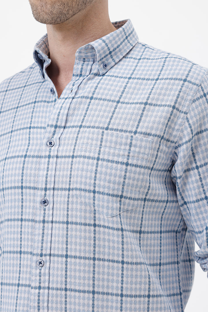 BLUE COTTON CHECKS SHIRT