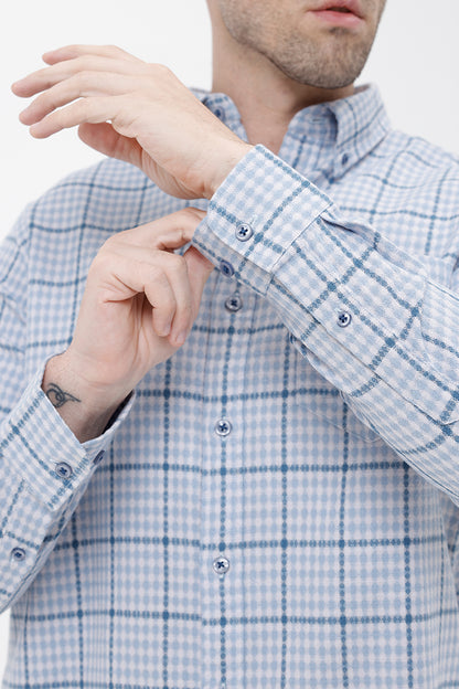 BLUE COTTON CHECKS SHIRT