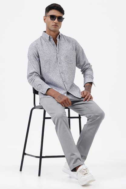 GREY MELANGE COTTON CHECK SHIRT