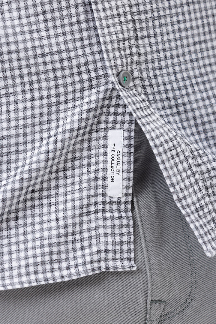 GREY MELANGE COTTON CHECK SHIRT