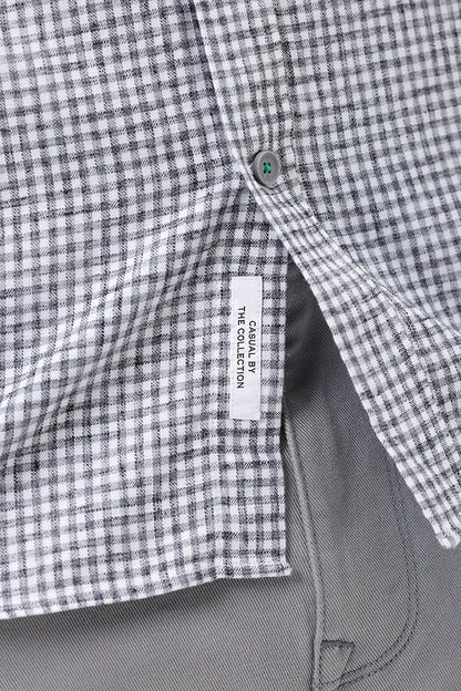 GREY MELANGE COTTON CHECK SHIRT