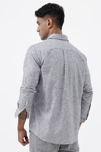 GREY MELANGE COTTON CHECK SHIRT