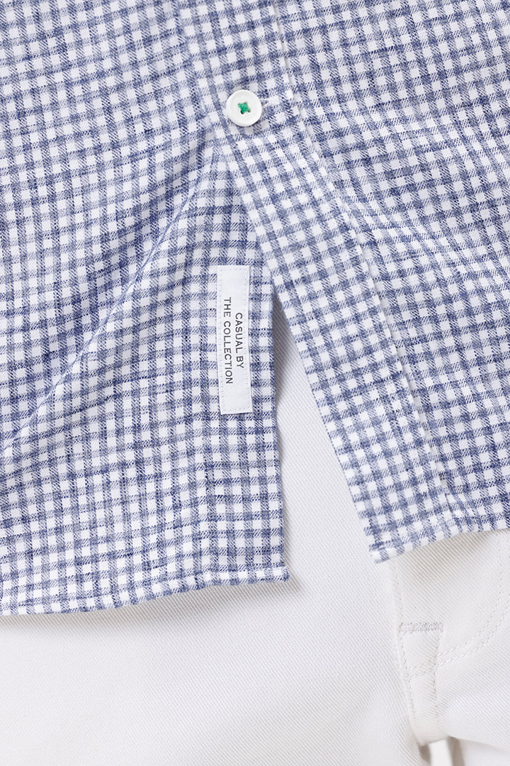 BLUE MELANGE COTTON CHECK SHIRT